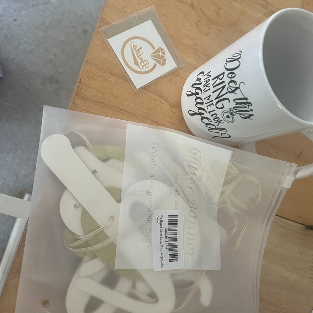 Bridal Mug and Temporary Tattoo, "We Eloped" Sign